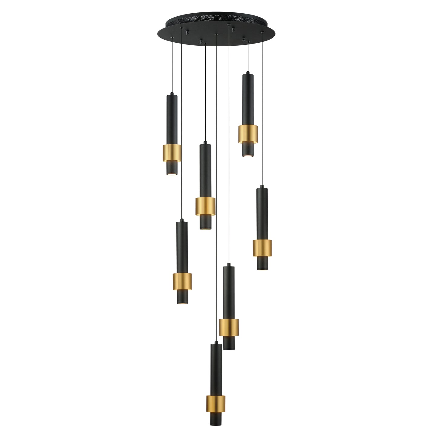 Reveal 7-Light LED Pendant Black/Gold by ET2