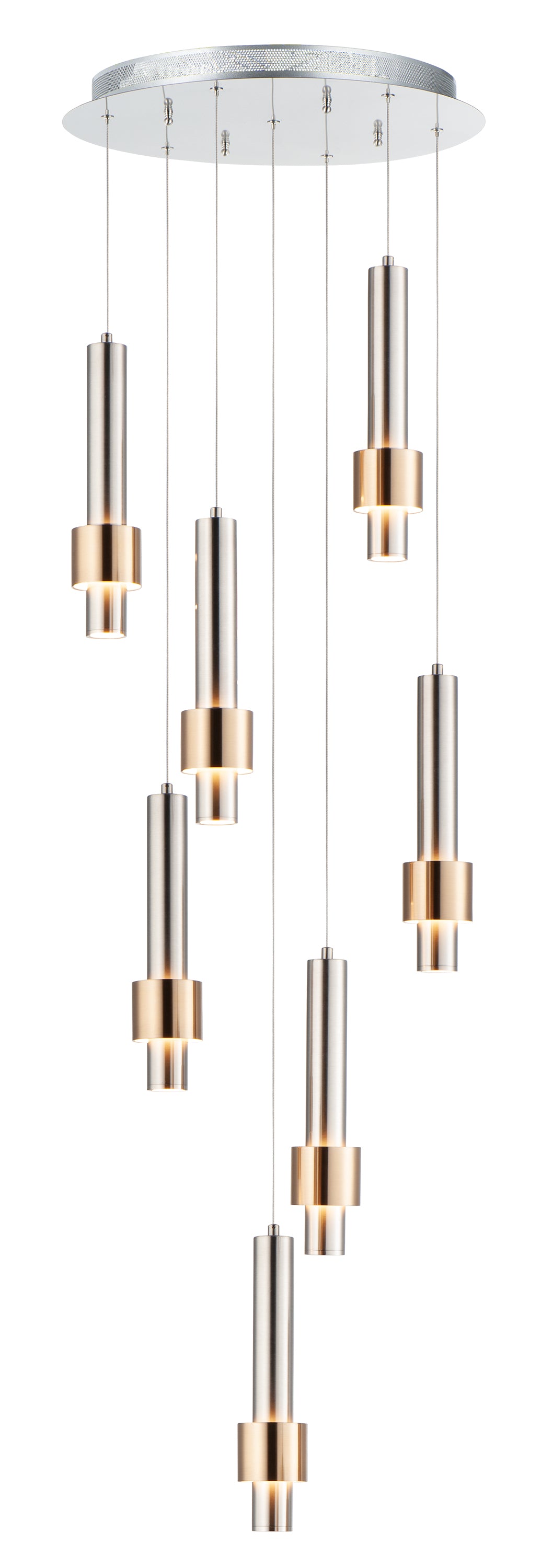 Reveal 7-Light LED Pendant Satin Nickel/Satin Brass by ET2