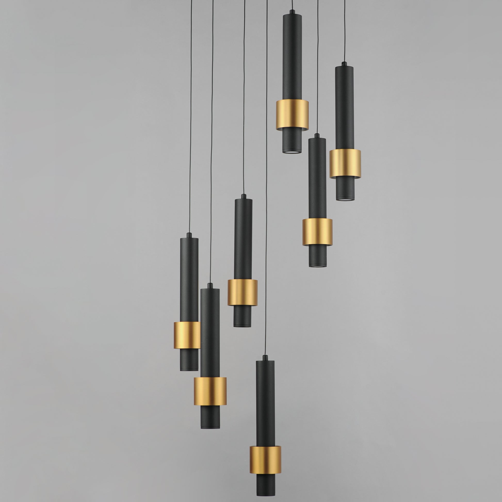 Reveal 7-Light LED Pendant Black/Gold by ET2