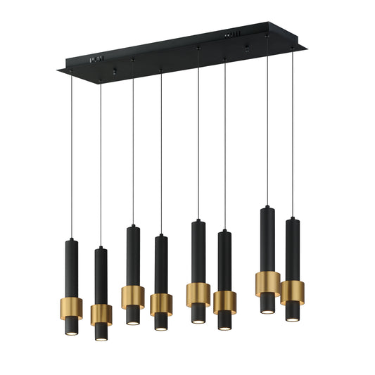 Reveal 8-Light LED Pendant Black/Gold by ET2