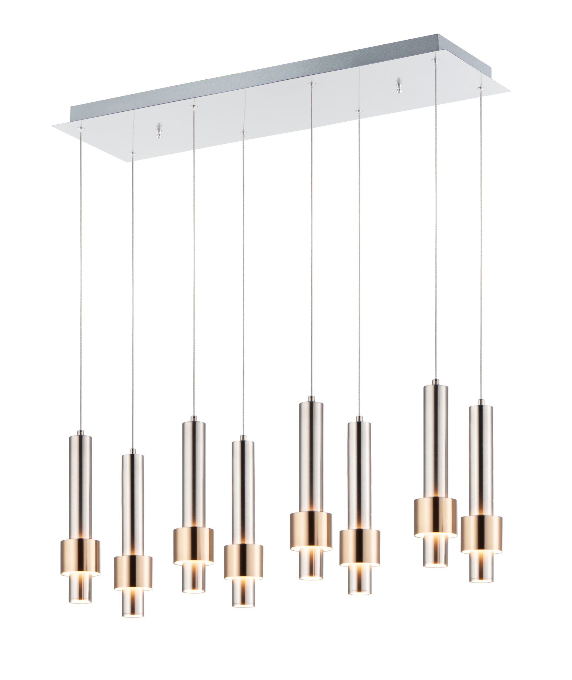 Reveal 8-Light LED Pendant Satin Nickel/Satin Brass by ET2