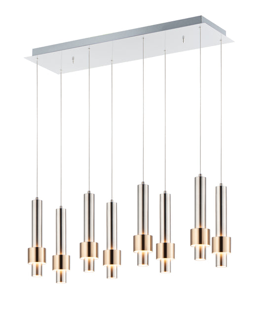 Reveal 8-Light LED Pendant Satin Nickel/Satin Brass by ET2