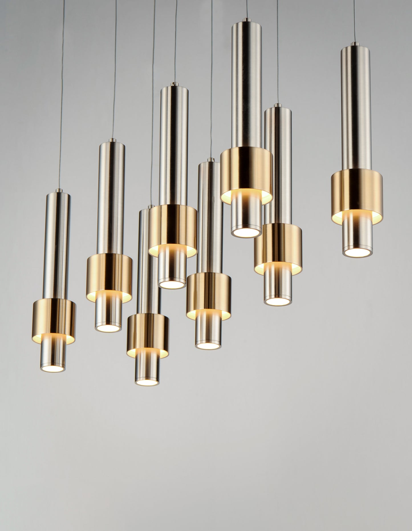 Reveal 8-Light LED Pendant Satin Nickel/Satin Brass by ET2