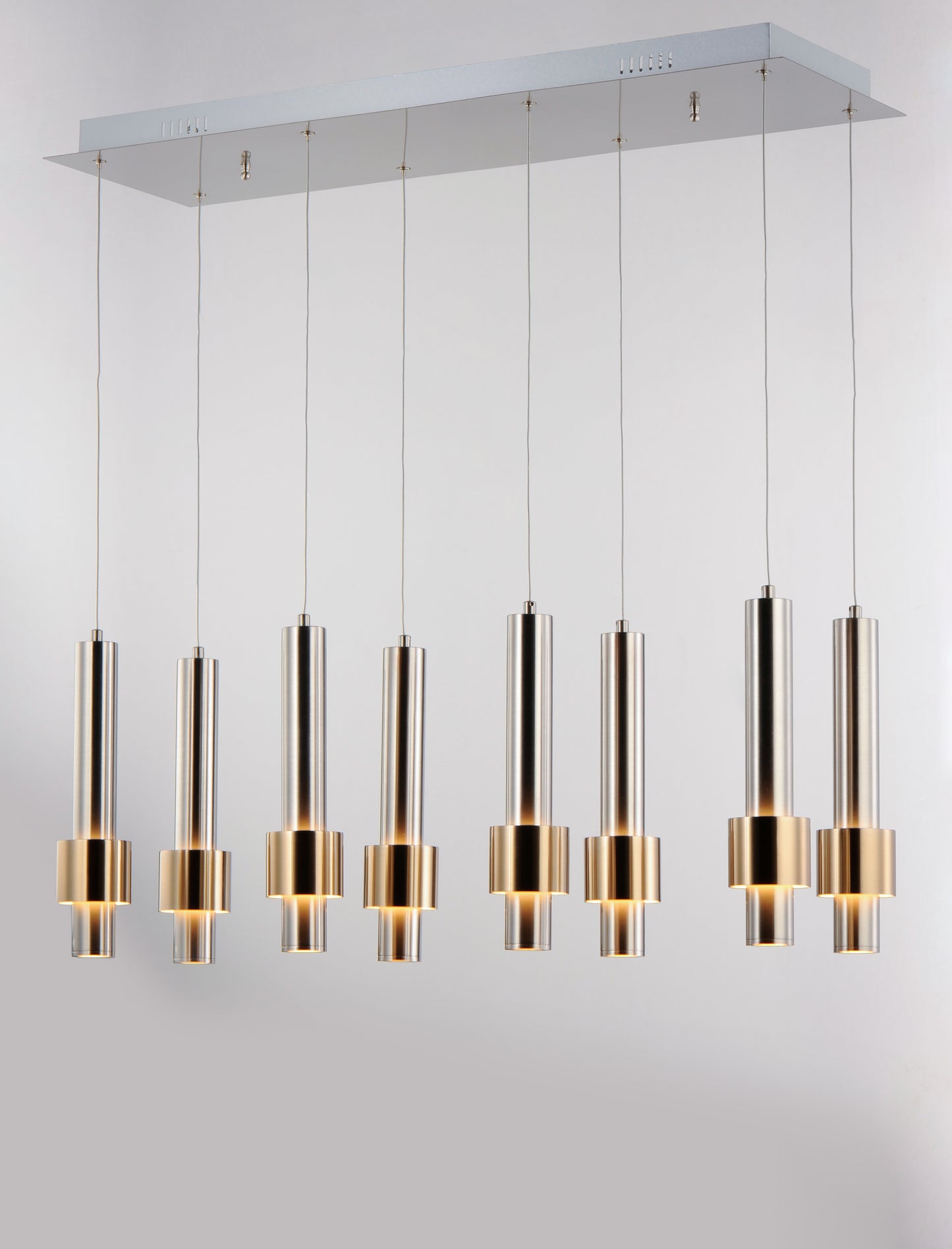 Reveal 8-Light LED Pendant Satin Nickel/Satin Brass by ET2