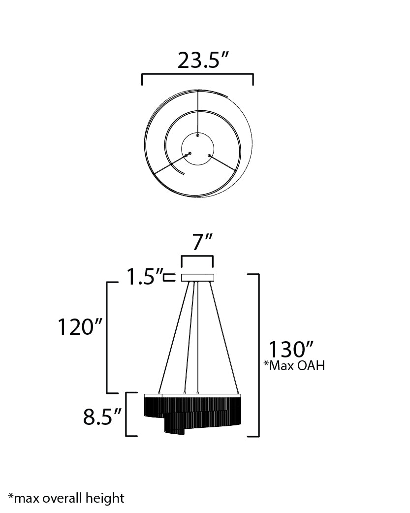 Sonata 24" LED Pendant Black by ET2