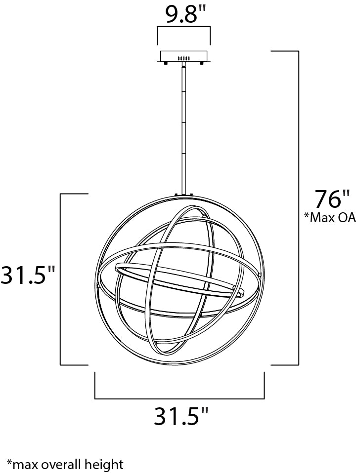 Gyro II 31.5" LED Pendant Black by ET2