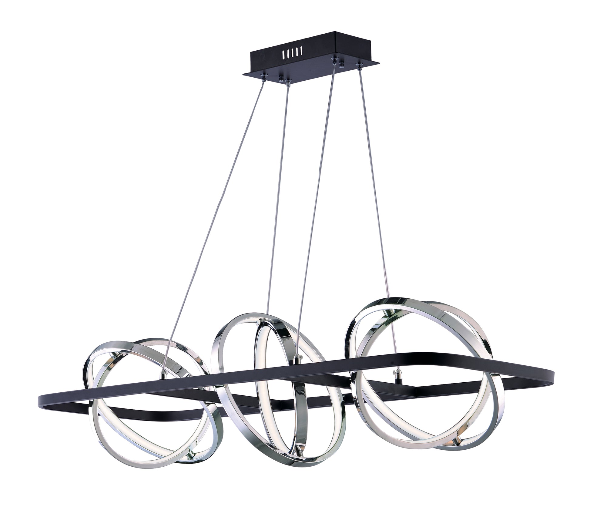 Gyro II 3-Light LED Linear Pendant Black/Polished Chrome by ET2