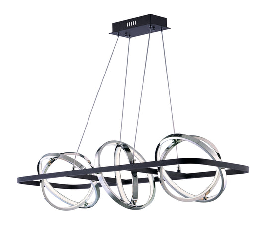 Gyro II 3-Light LED Linear Pendant Black/Polished Chrome by ET2