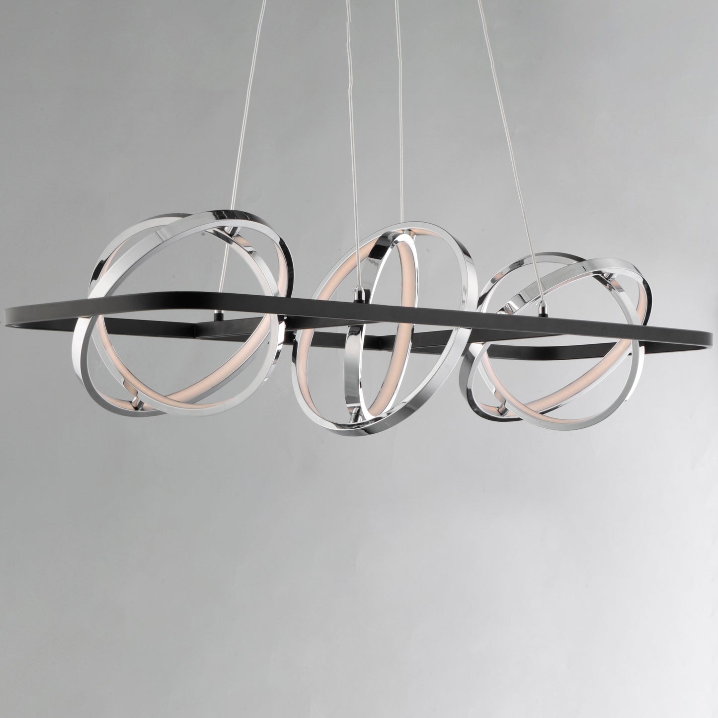 Gyro II 3-Light LED Linear Pendant Black/Polished Chrome by ET2