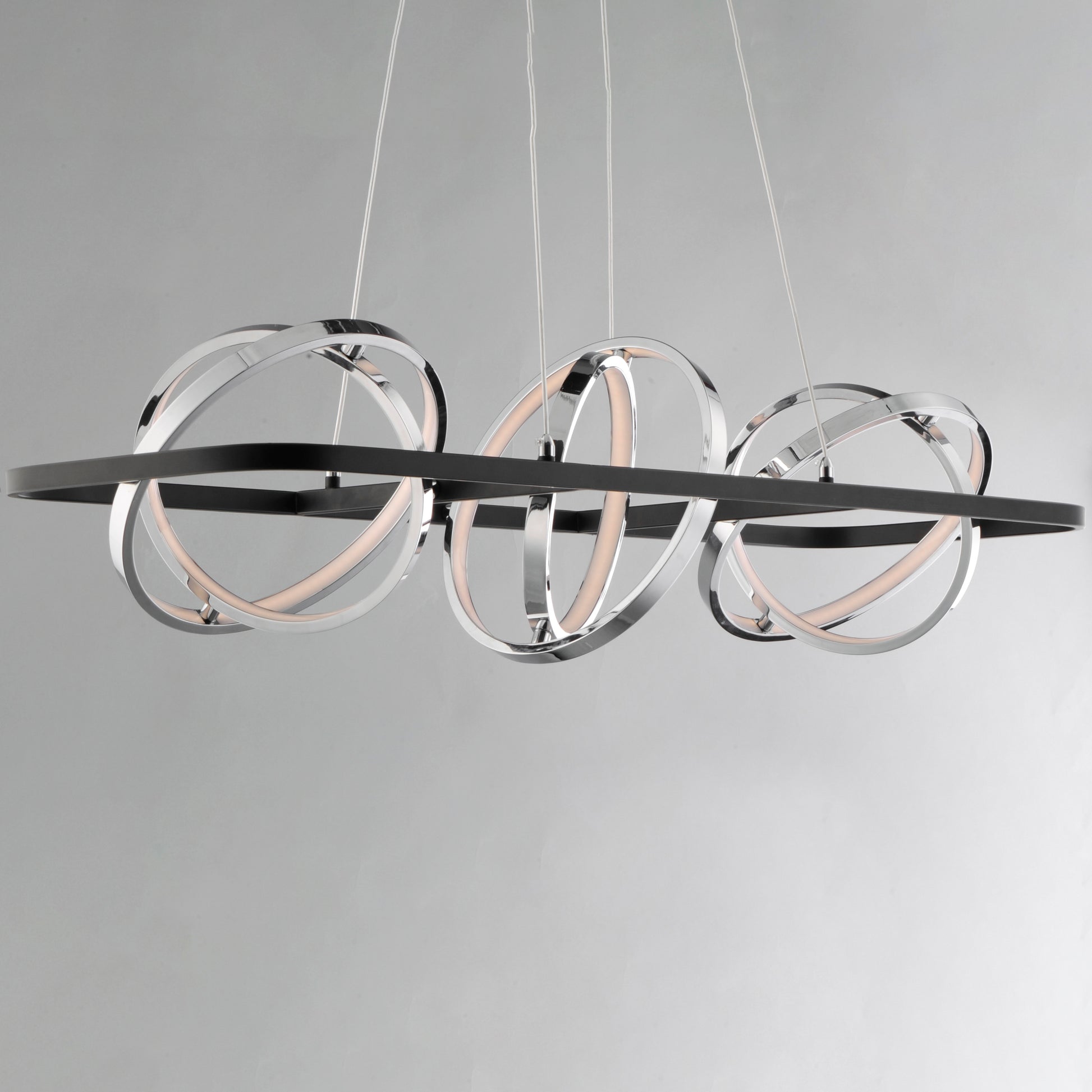 Gyro II 3-Light LED Linear Pendant Black/Polished Chrome by ET2