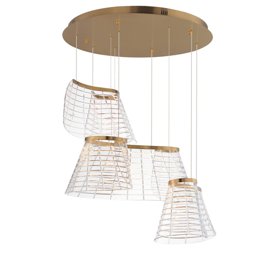 Tartan 3-Light LED Pendant Brushed Champagne by ET2