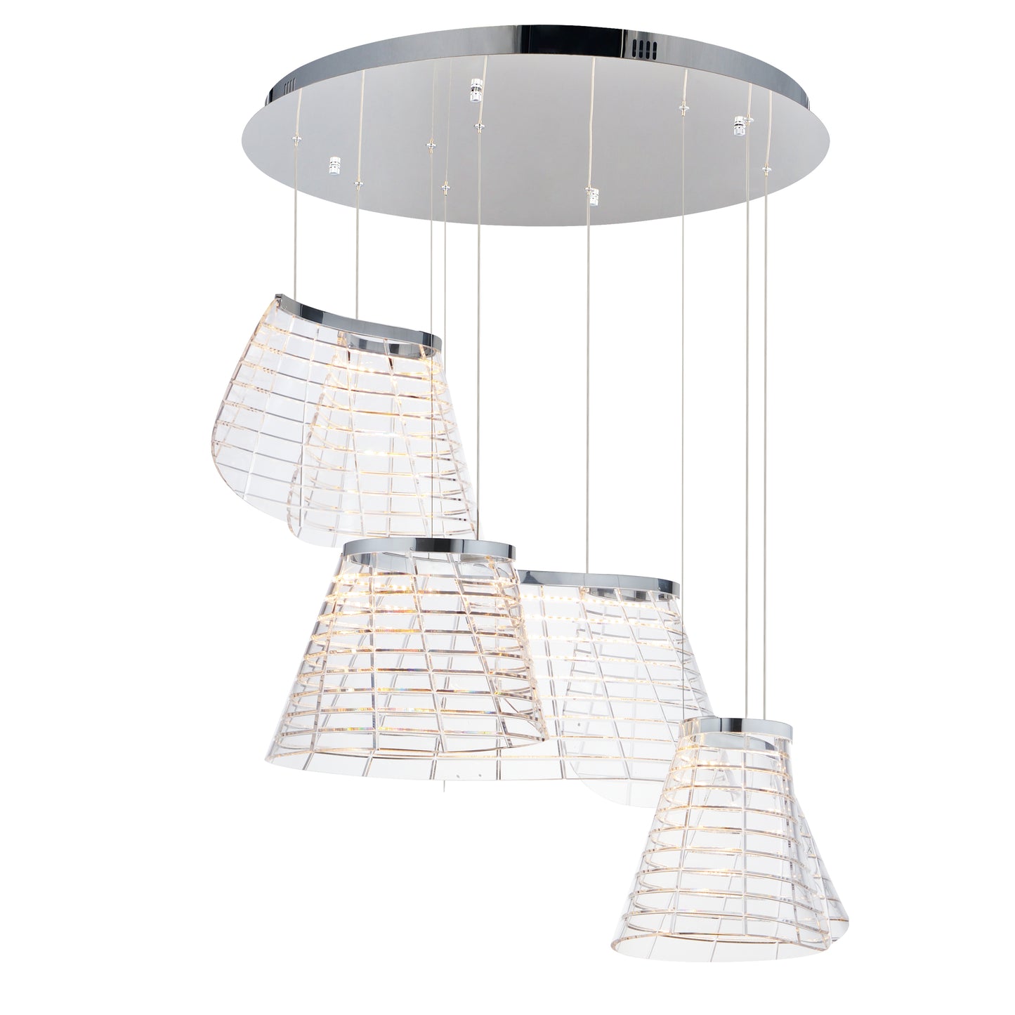 Tartan 3-Light LED Pendant Polished Chrome by ET2