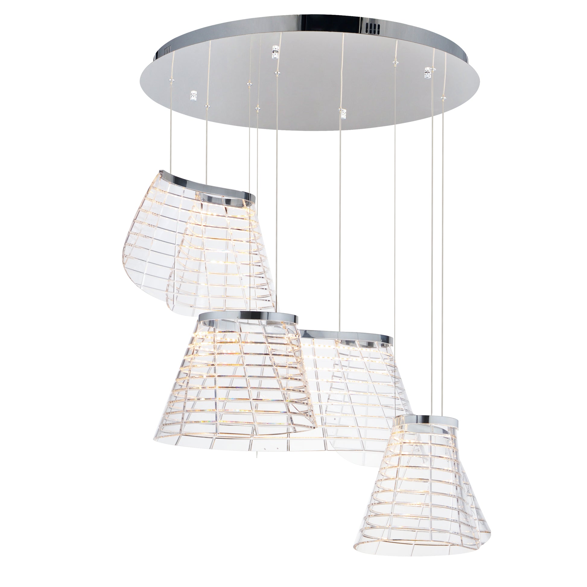Tartan 3-Light LED Pendant Polished Chrome by ET2