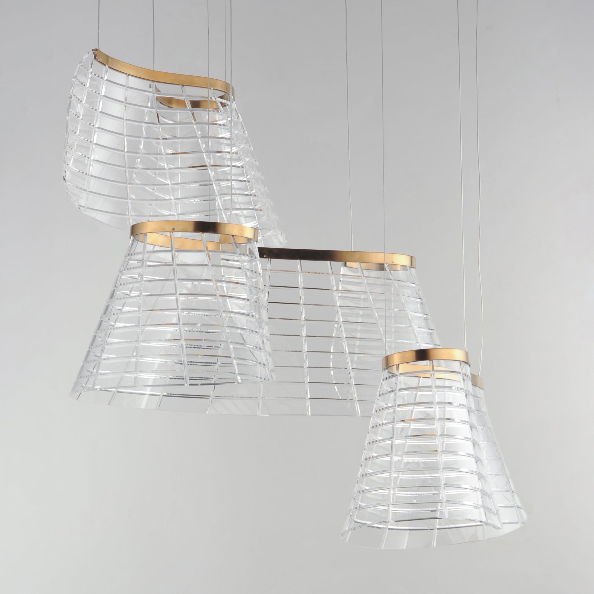 Tartan 3-Light LED Pendant Brushed Champagne by ET2