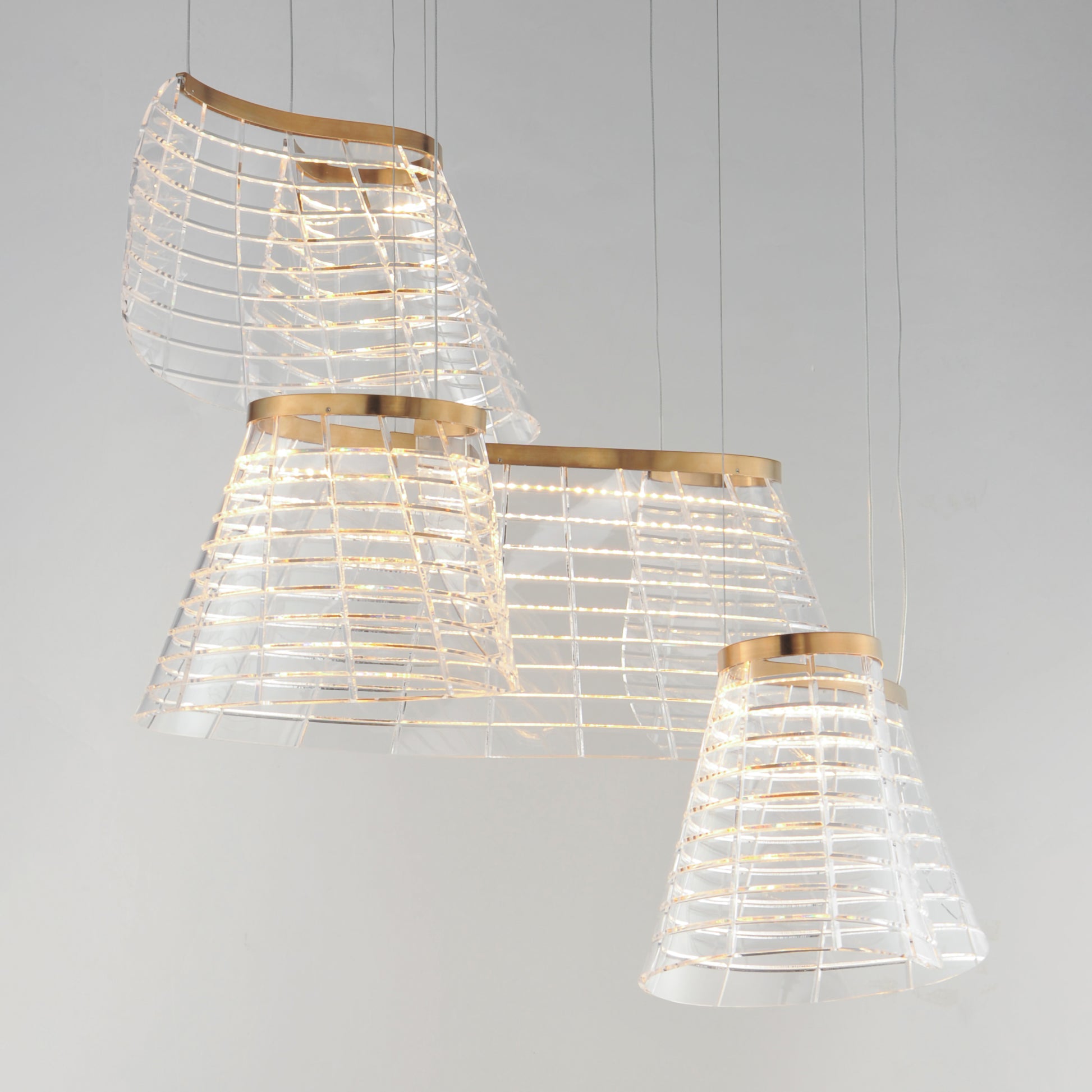 Tartan 3-Light LED Pendant Brushed Champagne by ET2