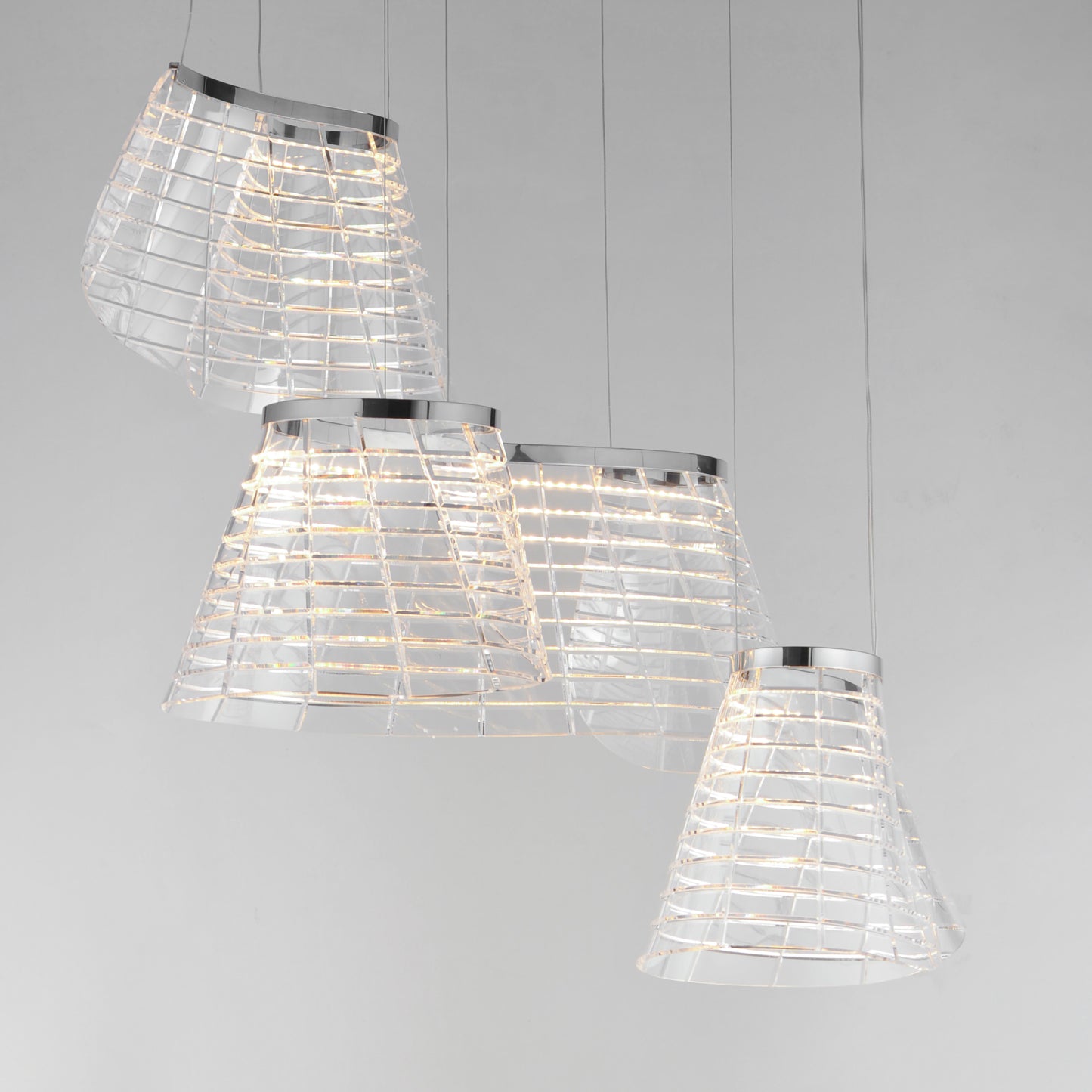 Tartan 3-Light LED Pendant Polished Chrome by ET2
