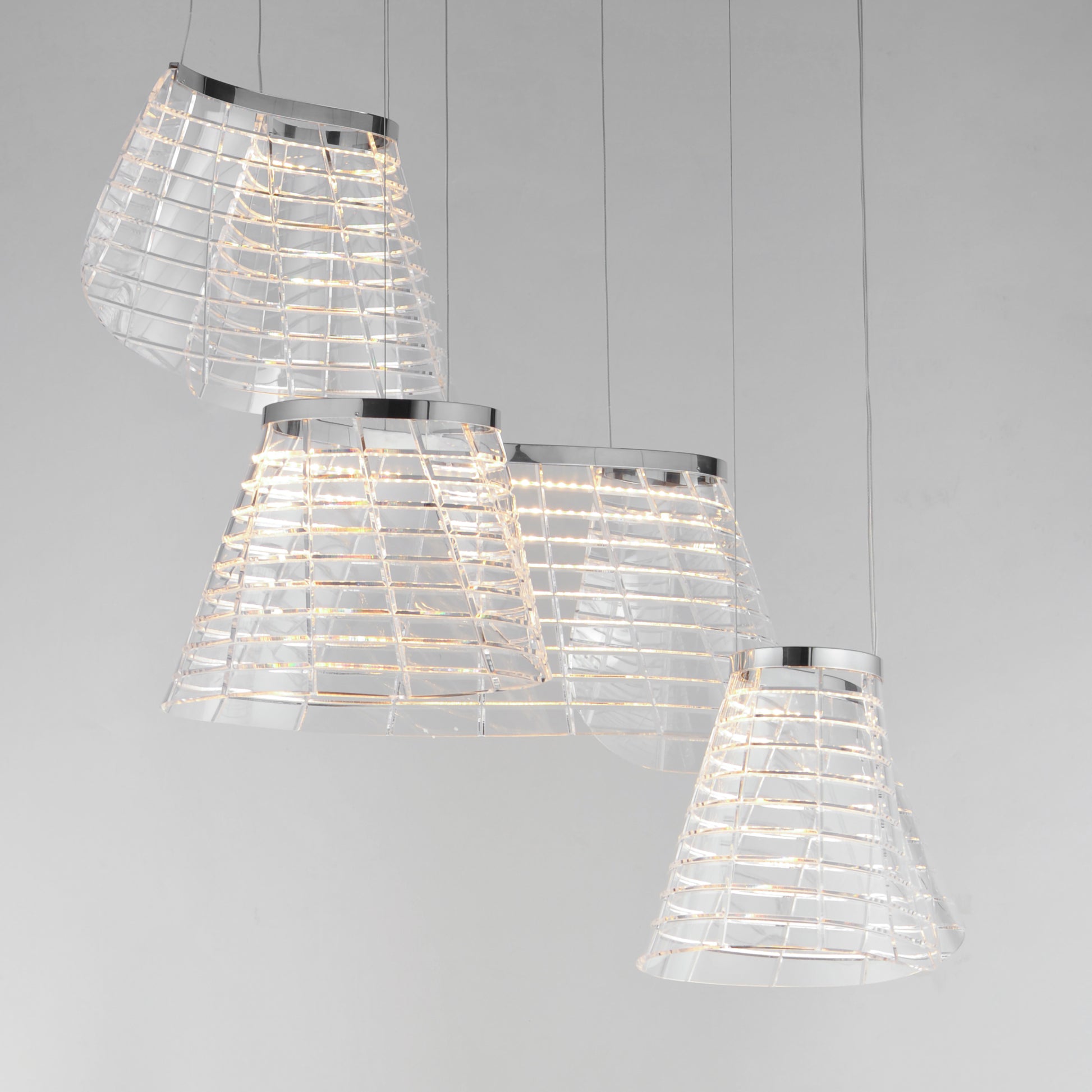 Tartan 3-Light LED Pendant Polished Chrome by ET2