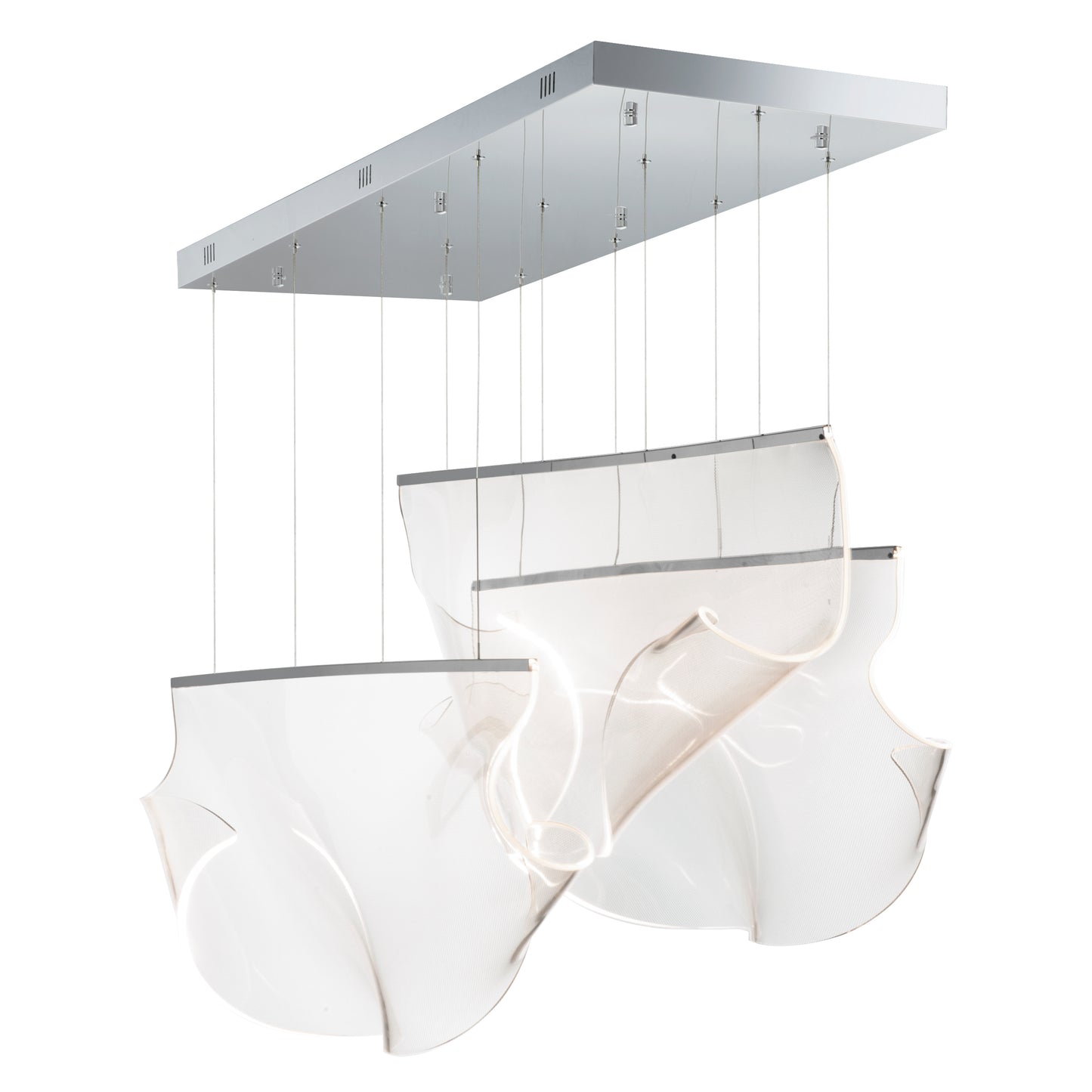 Rinkle 3-Light Linear LED Pendant Polished Chrome by ET2