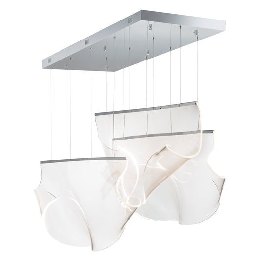Rinkle 3-Light Linear LED Pendant Polished Chrome by ET2