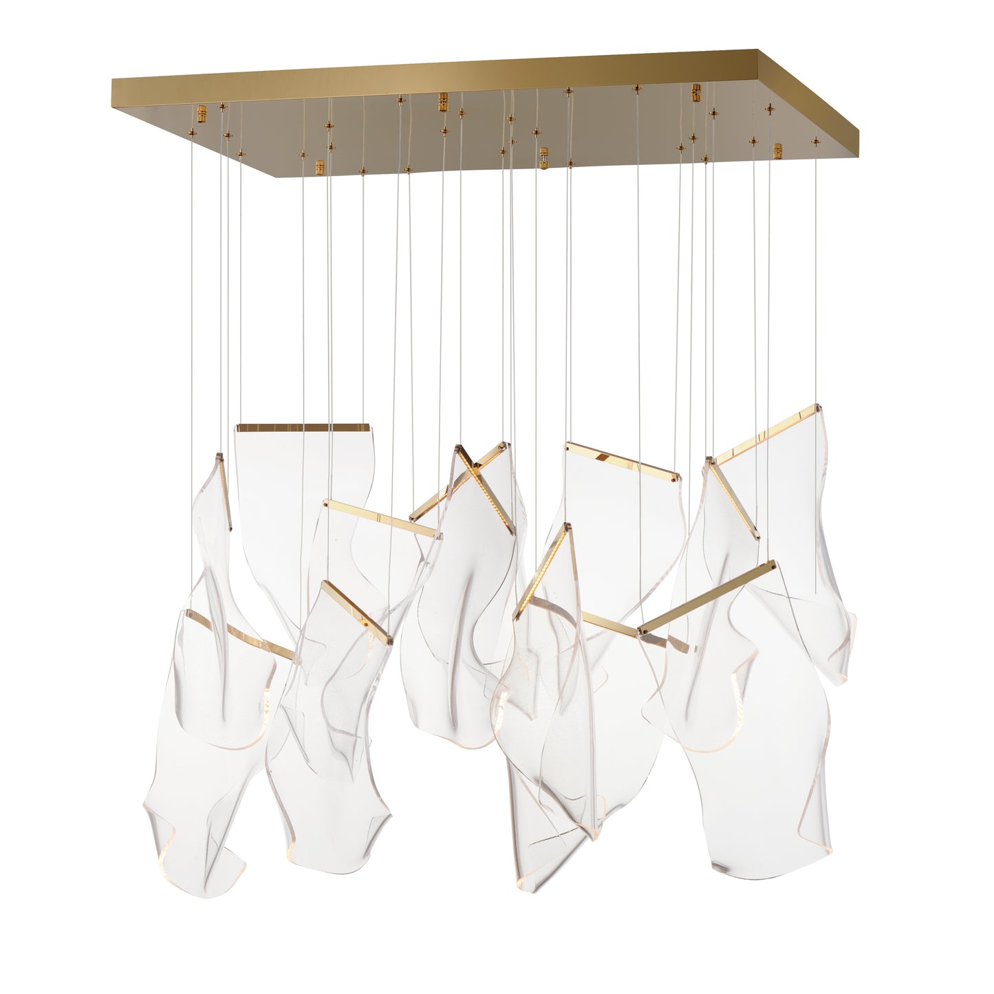 Rinkle 13-Light Rectalinear LED Pendant French Gold by ET2