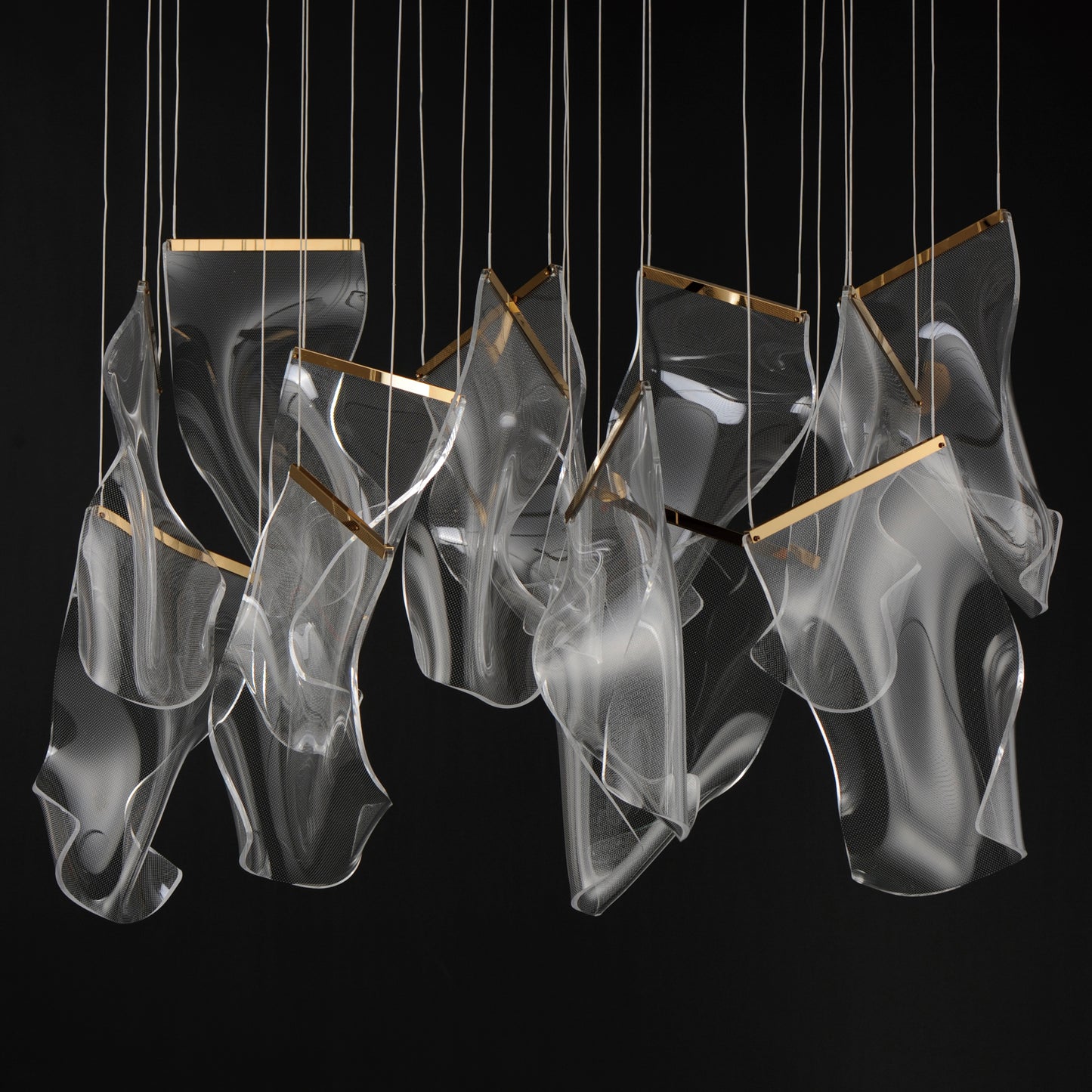 Rinkle 13-Light Rectalinear LED Pendant French Gold by ET2