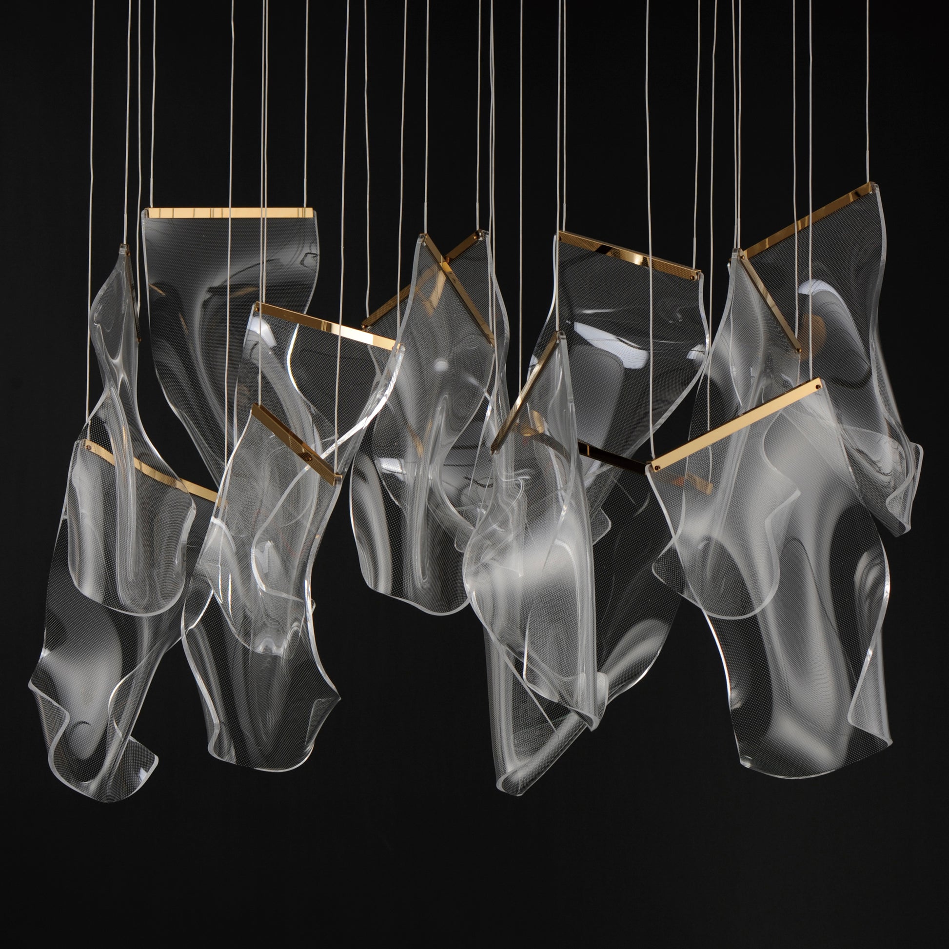 Rinkle 13-Light Rectalinear LED Pendant French Gold by ET2