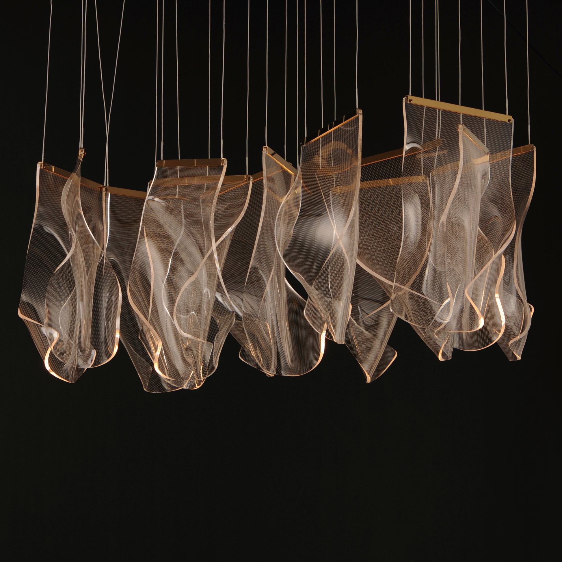 Rinkle 13-Light Rectalinear LED Pendant French Gold by ET2