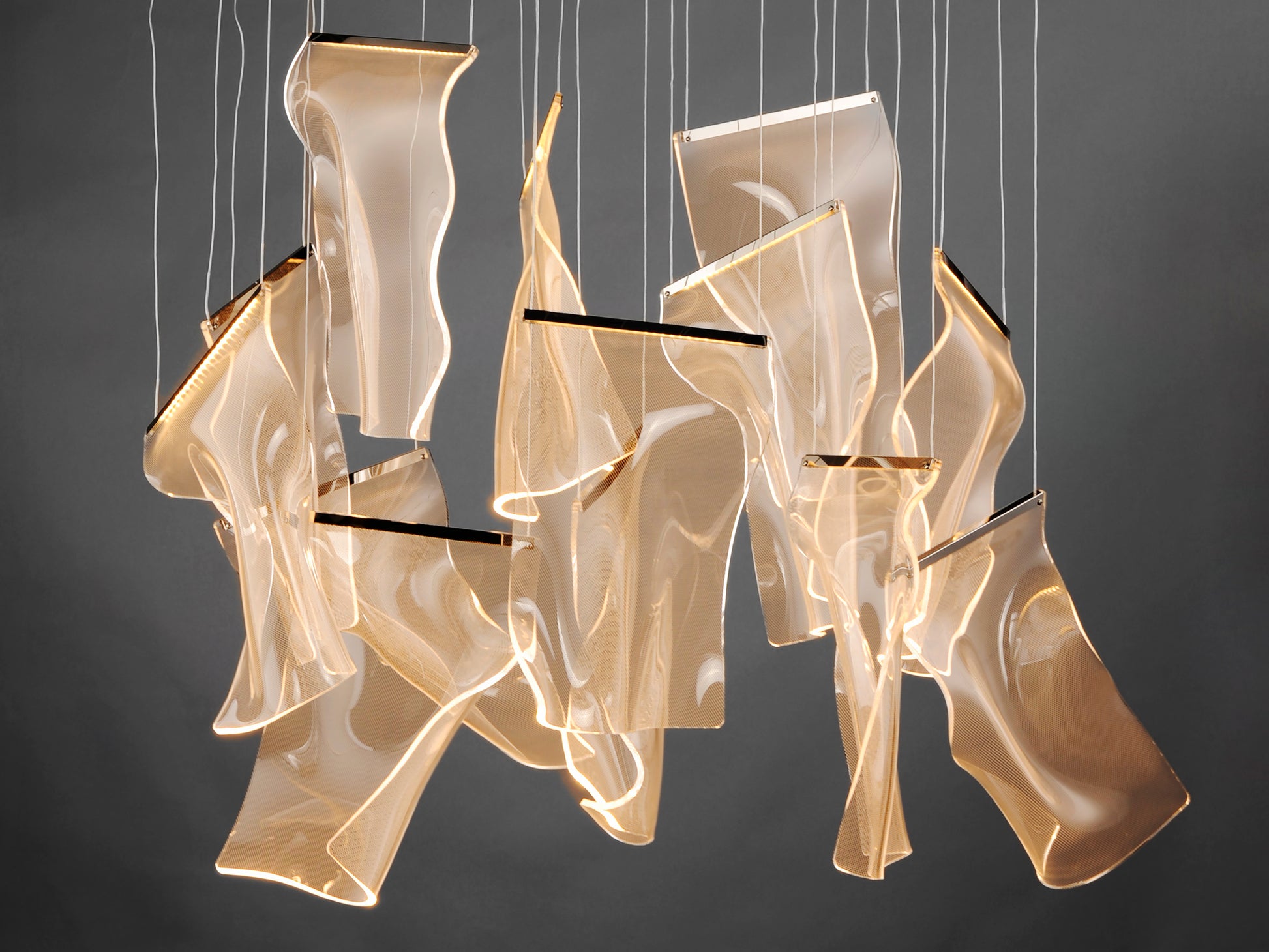Rinkle 13-Light Rectalinear LED Pendant Polished Chrome by ET2