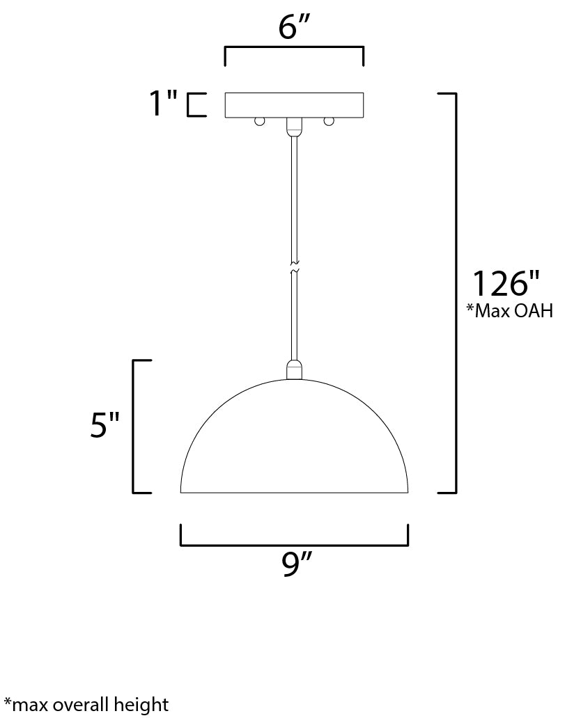 Hemisphere 9" LED Pendant Gloss Black/Aluminum by ET2