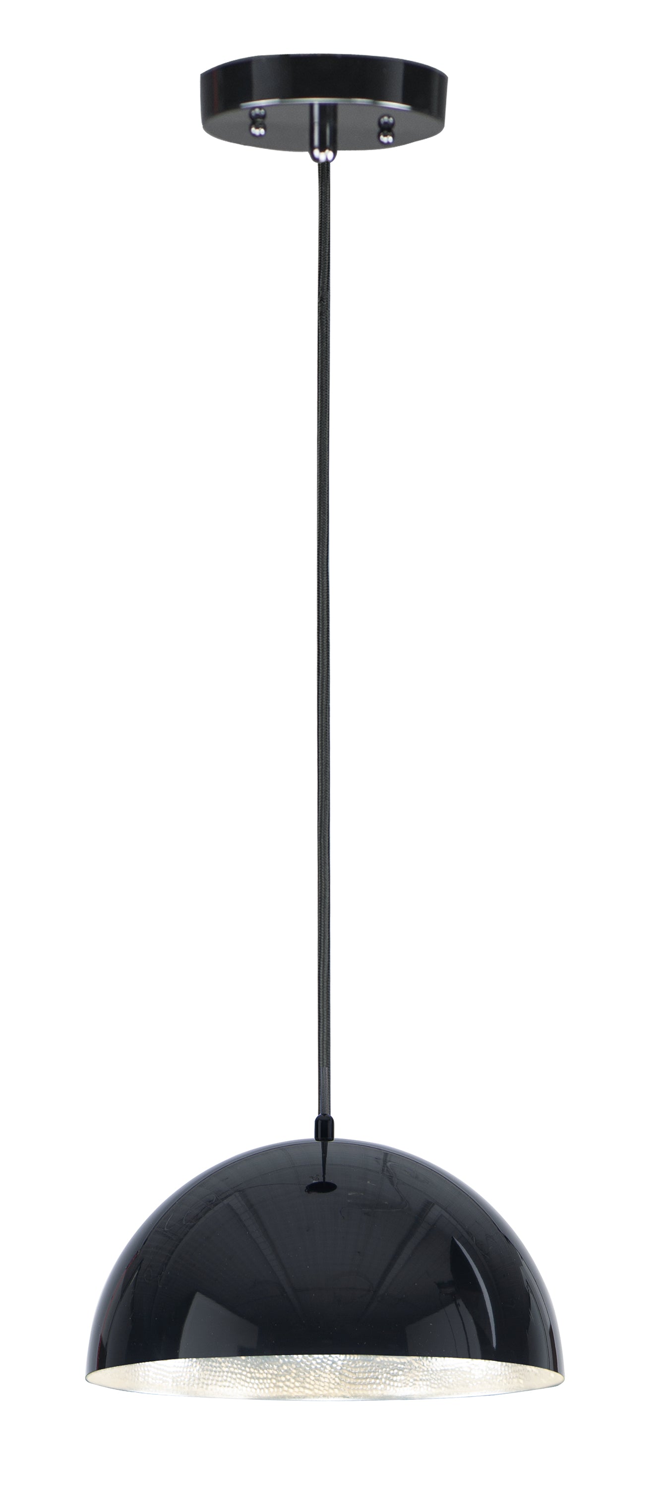 Hemisphere 14" LED Pendant Gloss Black/Aluminum by ET2
