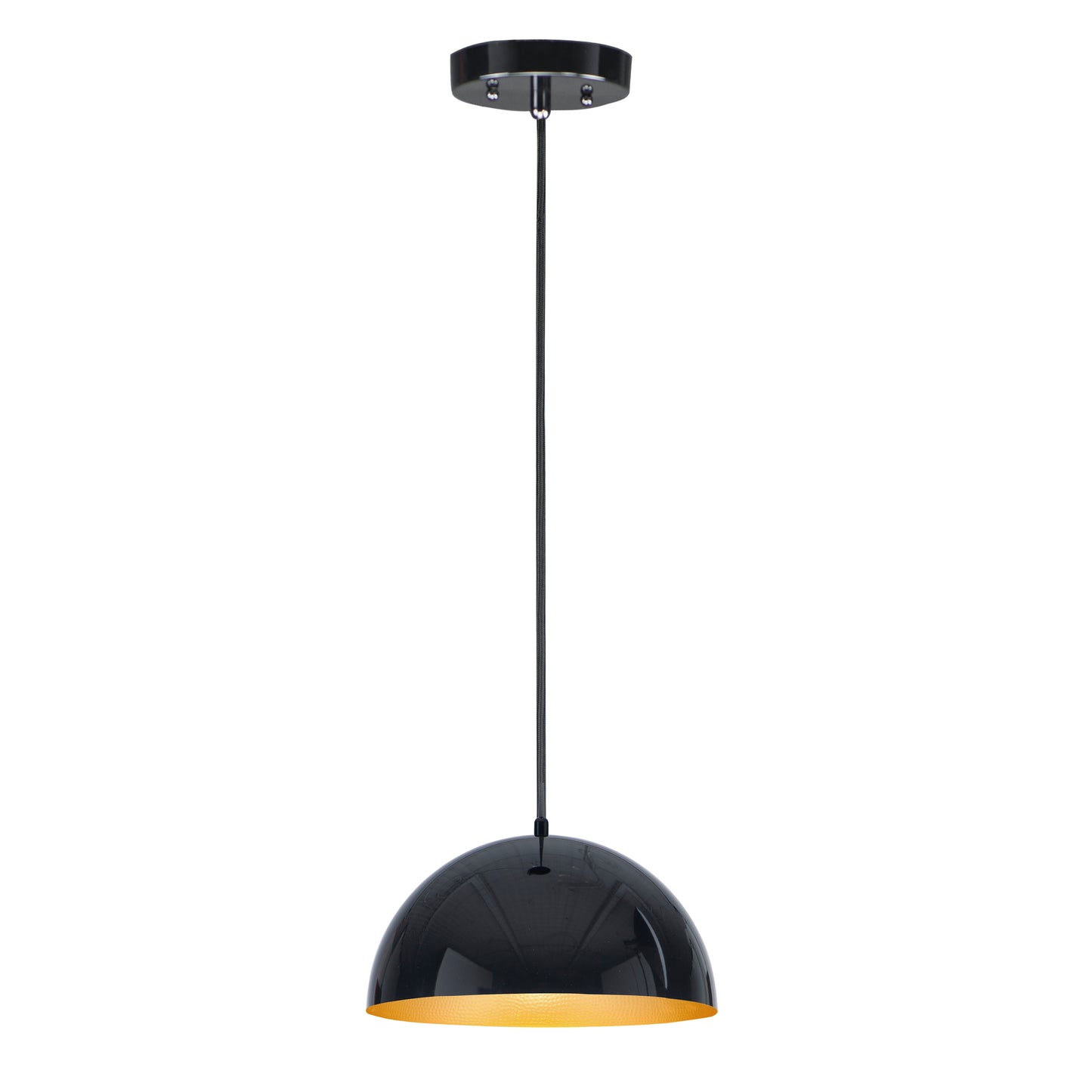 Hemisphere 14" LED Pendant Gloss Black/Gold by ET2