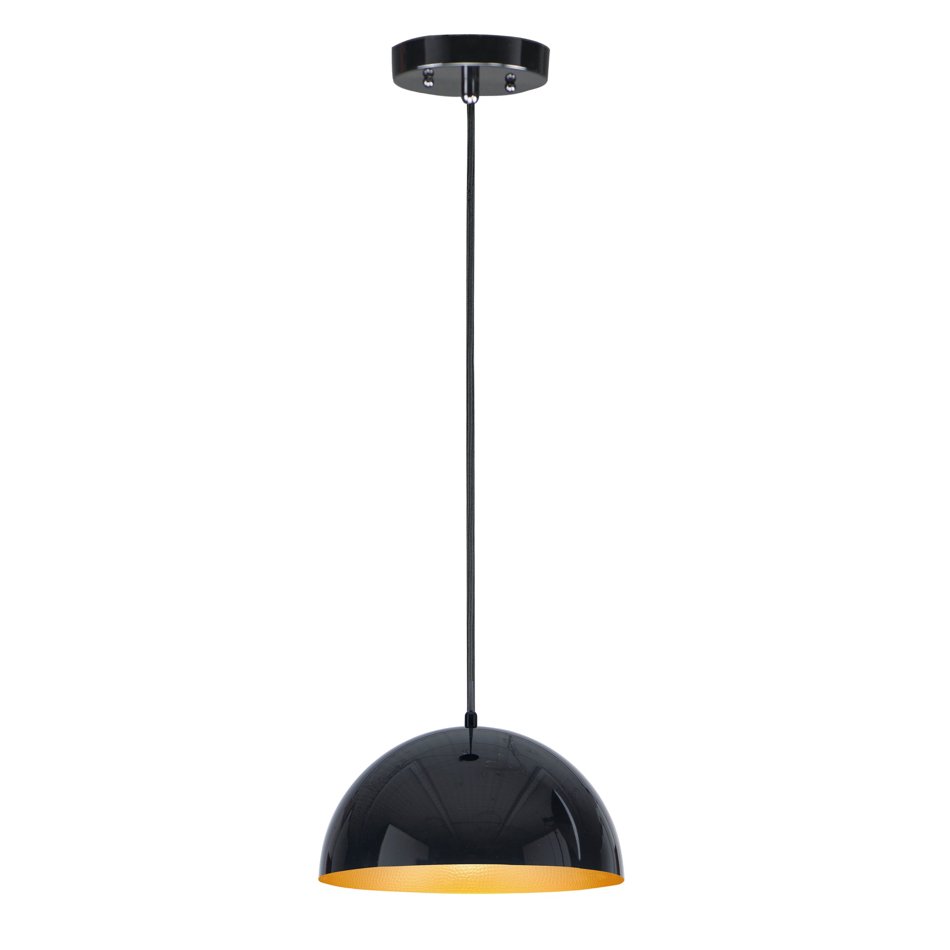 Hemisphere 14" LED Pendant Gloss Black/Gold by ET2