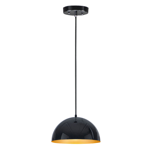Hemisphere 14" LED Pendant Gloss Black/Gold by ET2