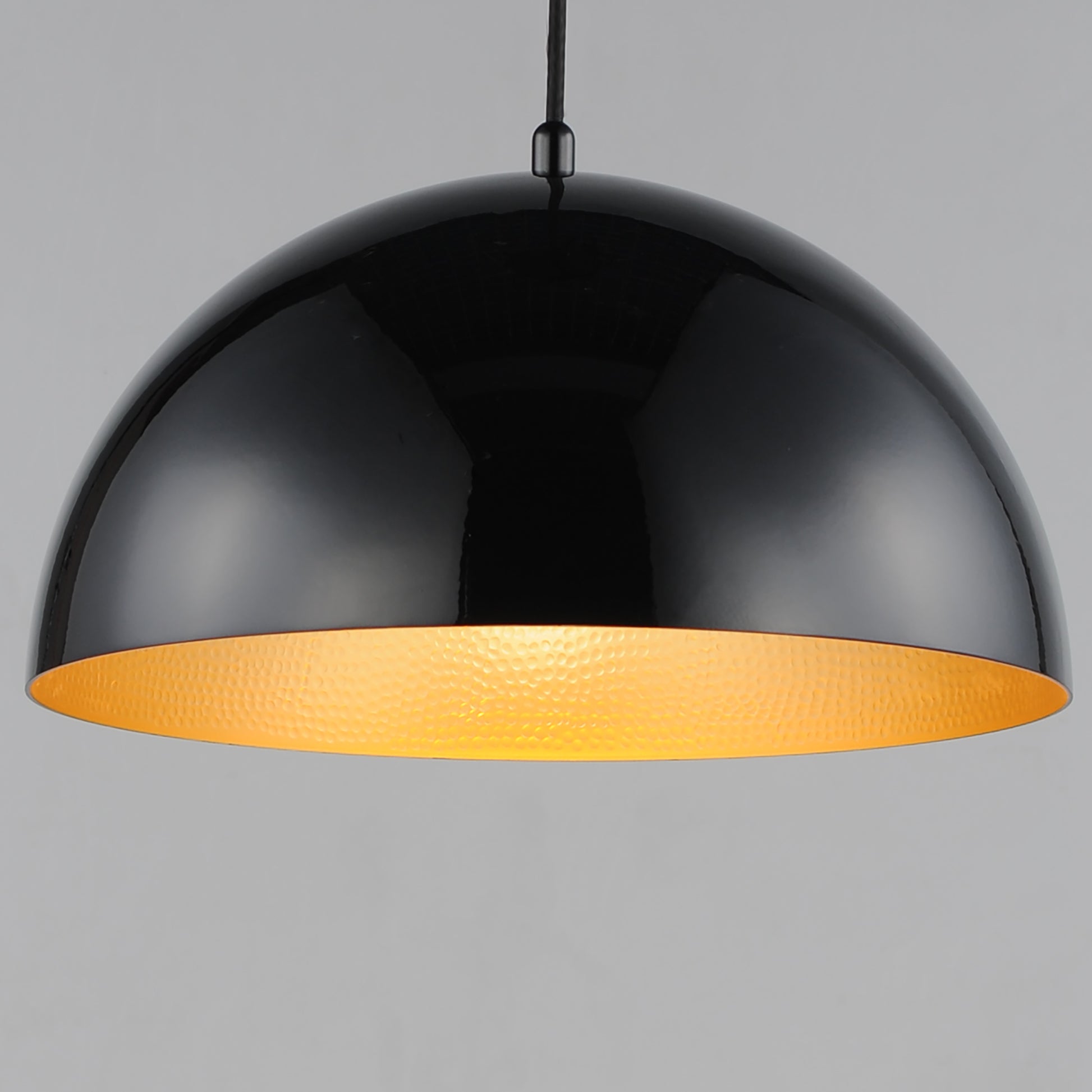 Hemisphere 14" LED Pendant Gloss Black/Gold by ET2