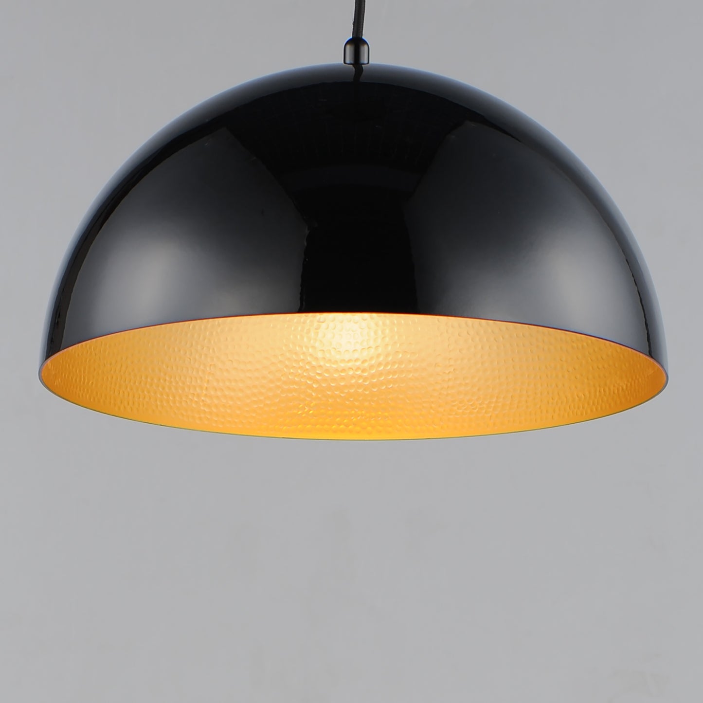 Hemisphere 14" LED Pendant Gloss Black/Gold by ET2
