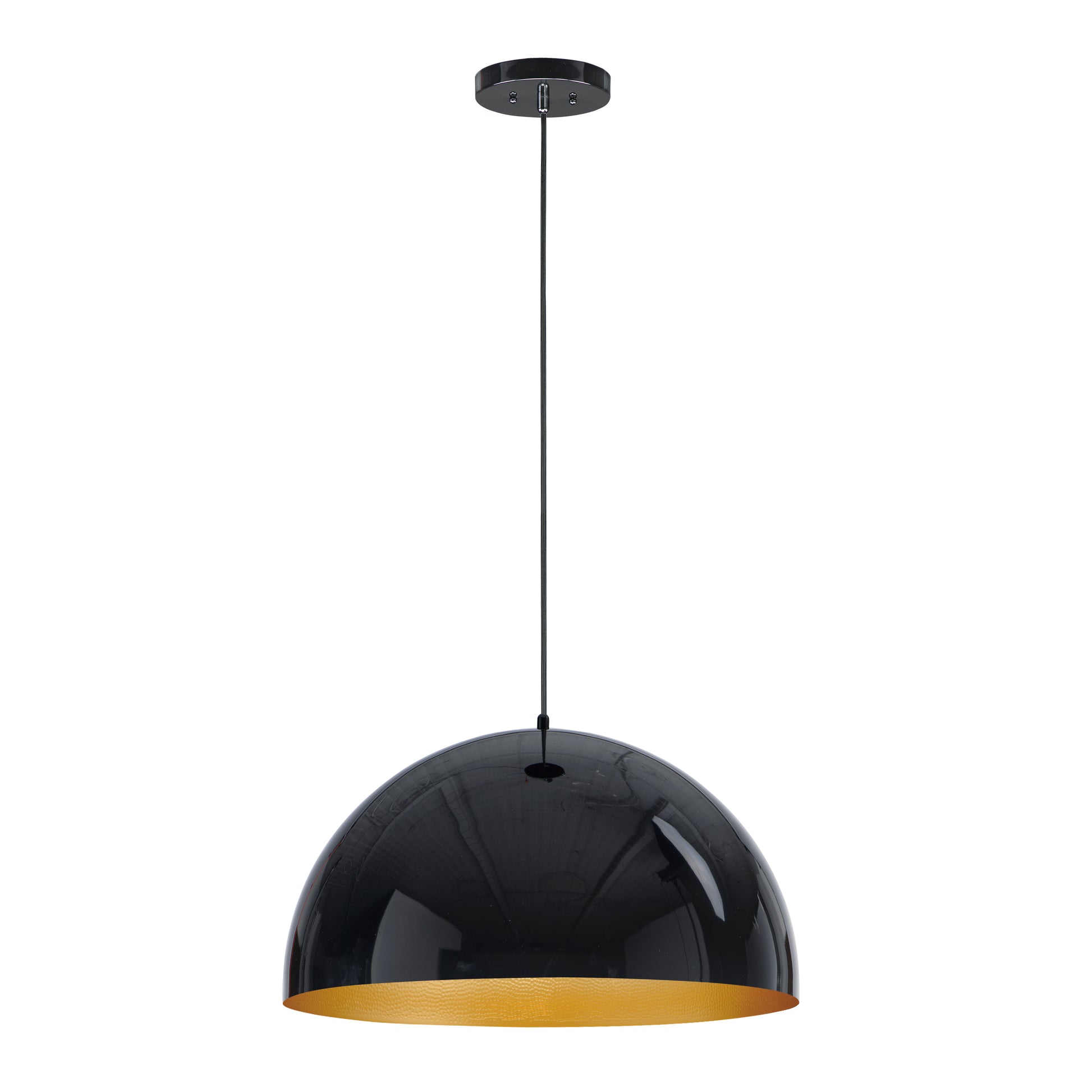 Hemisphere 24" LED Pendant Gloss Black/Gold by ET2