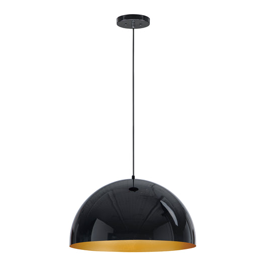 Hemisphere 24" LED Pendant Gloss Black/Gold by ET2