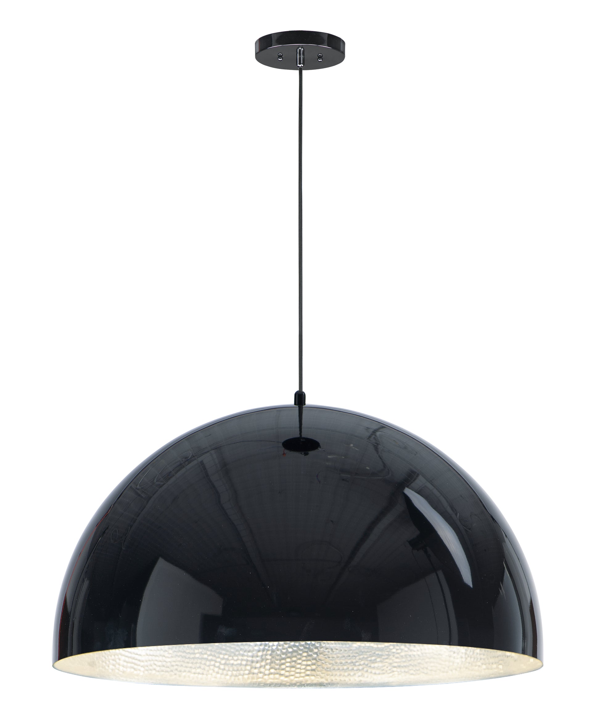 Hemisphere 31" LED Pendant Gloss Black/Aluminum by ET2