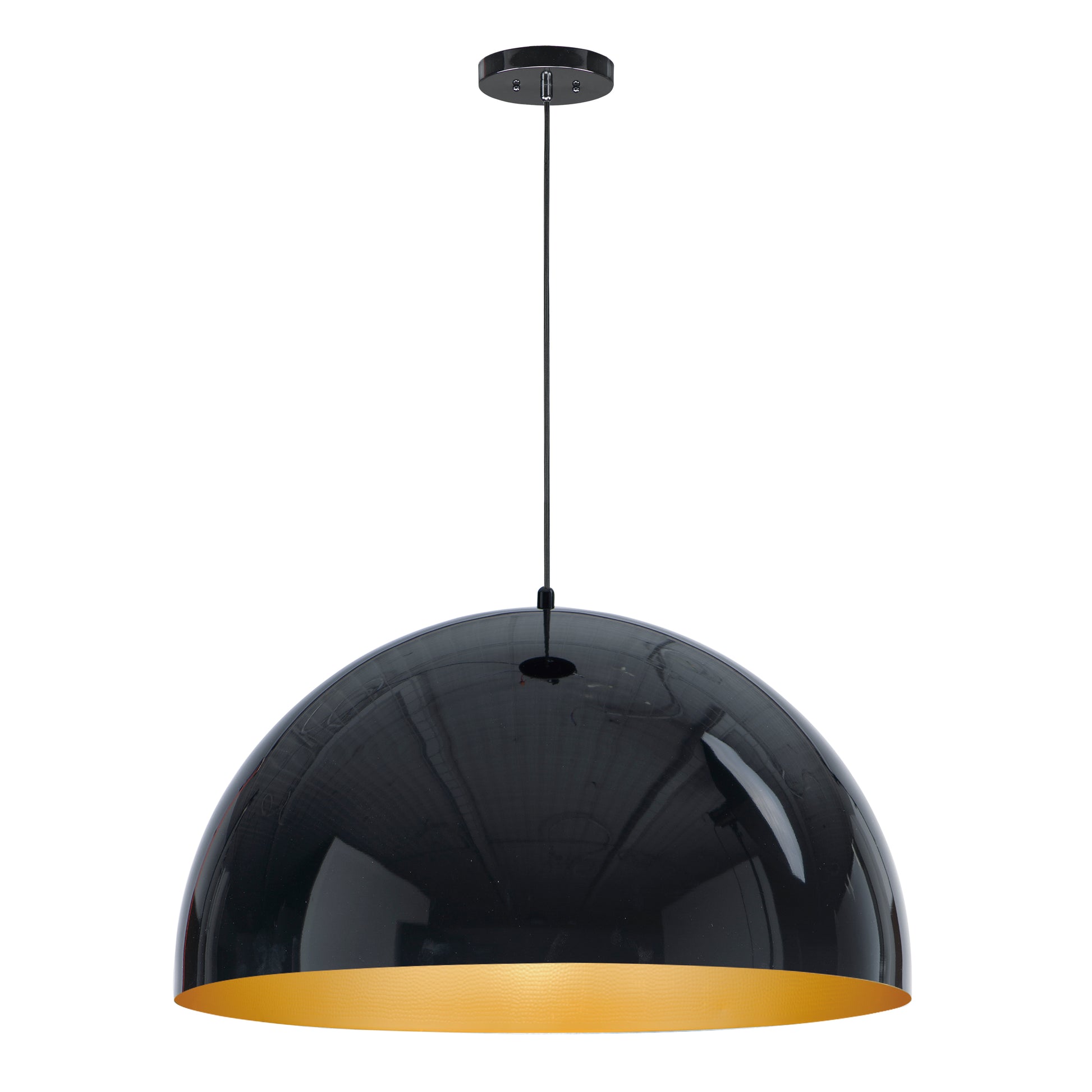 Hemisphere 31" LED Pendant Gloss Black/Gold by ET2