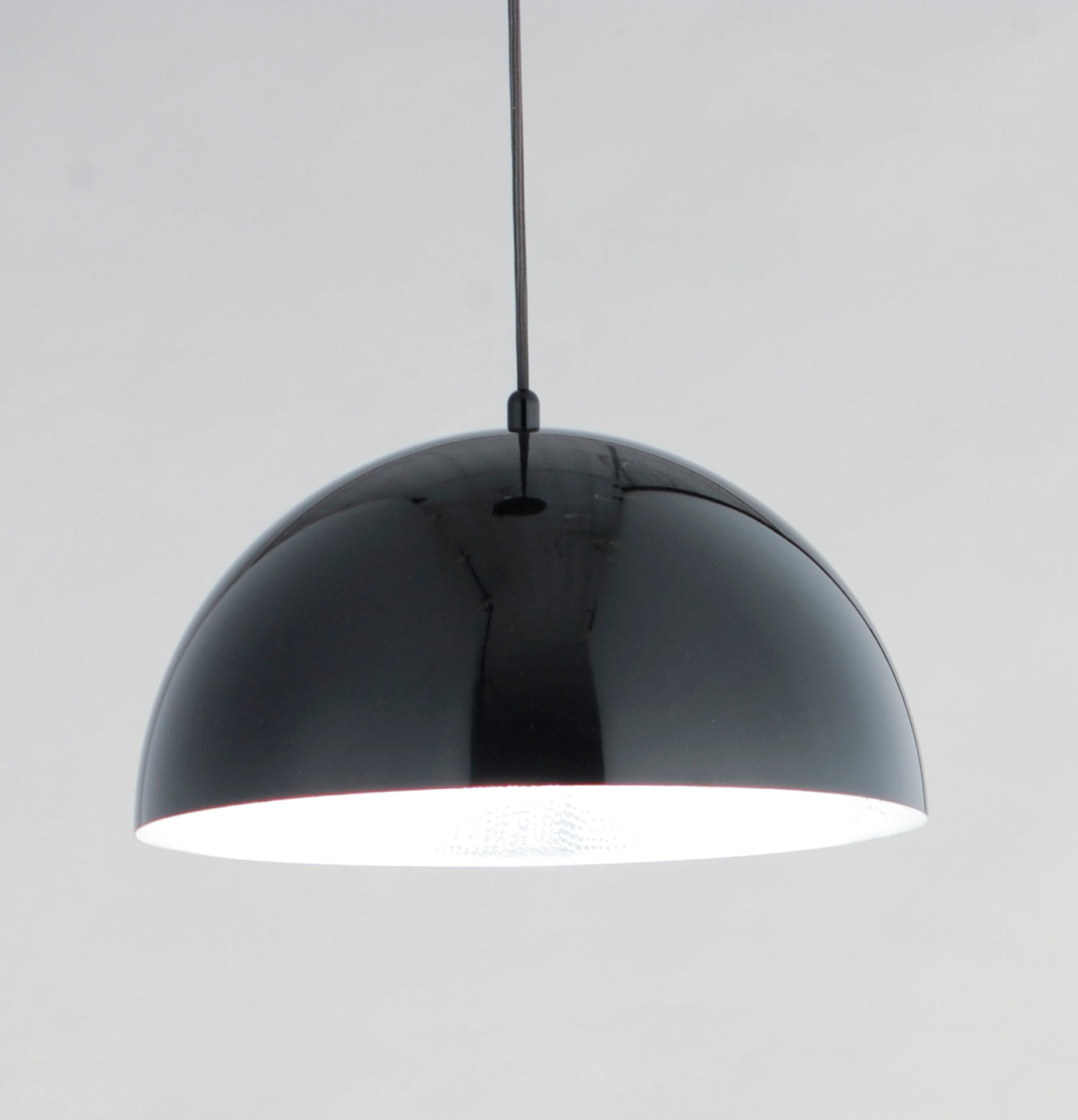Hemisphere 31" LED Pendant Gloss Black/Aluminum by ET2