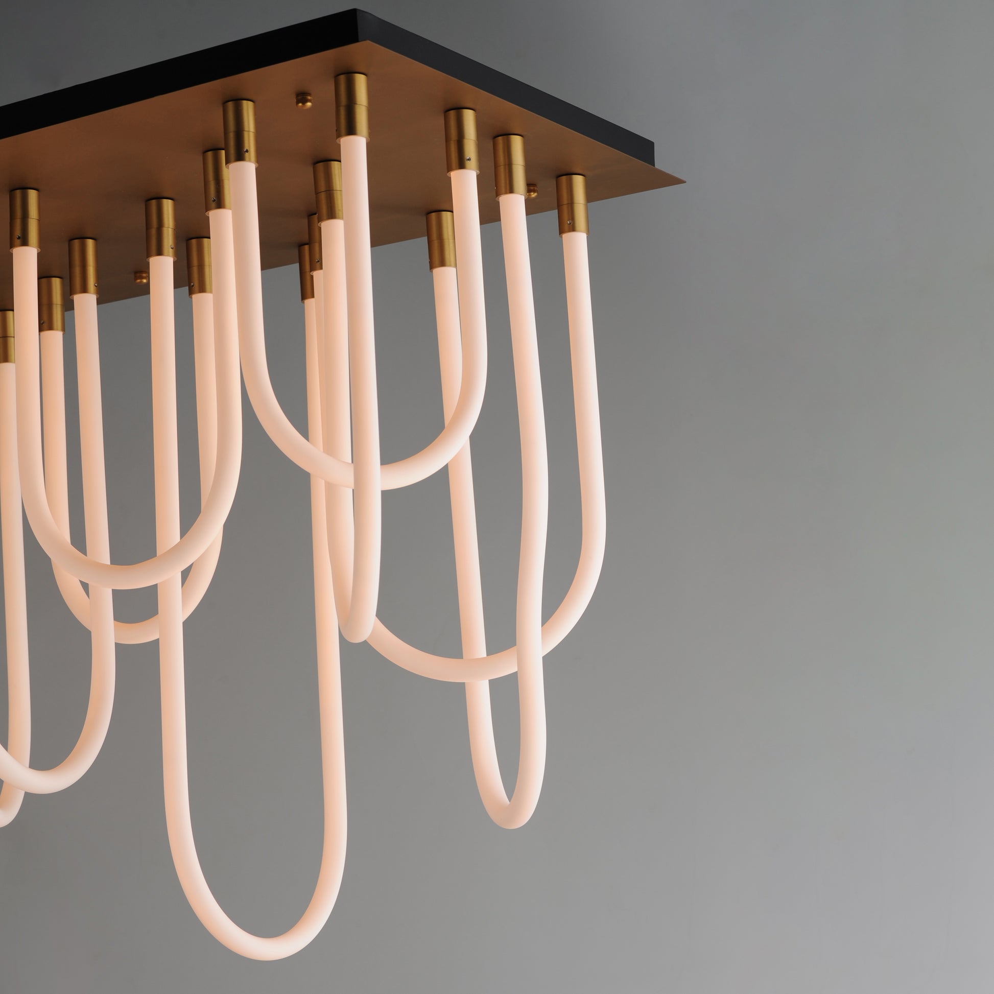 Soleil 14-Light LED SQ Flush Mount Natural Aged Brass by ET2