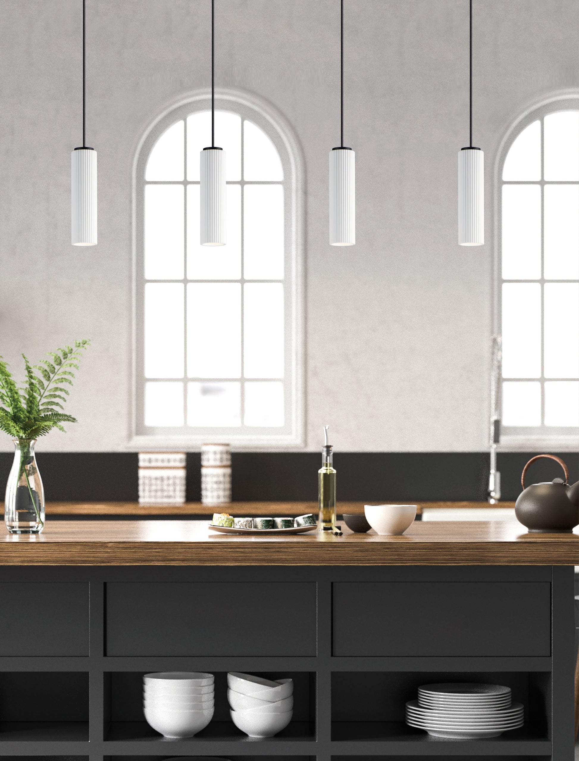 Pleat LED Plaster Pendant Black by ET2
