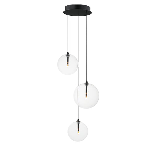 Global 3-Light LED Pendant Black by ET2