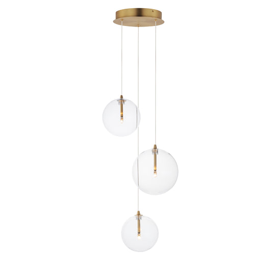 Global 3-Light LED Pendant Natural Aged Brass by ET2