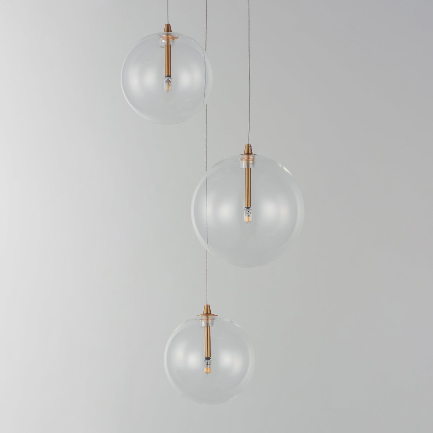 Global 3-Light LED Pendant Natural Aged Brass by ET2