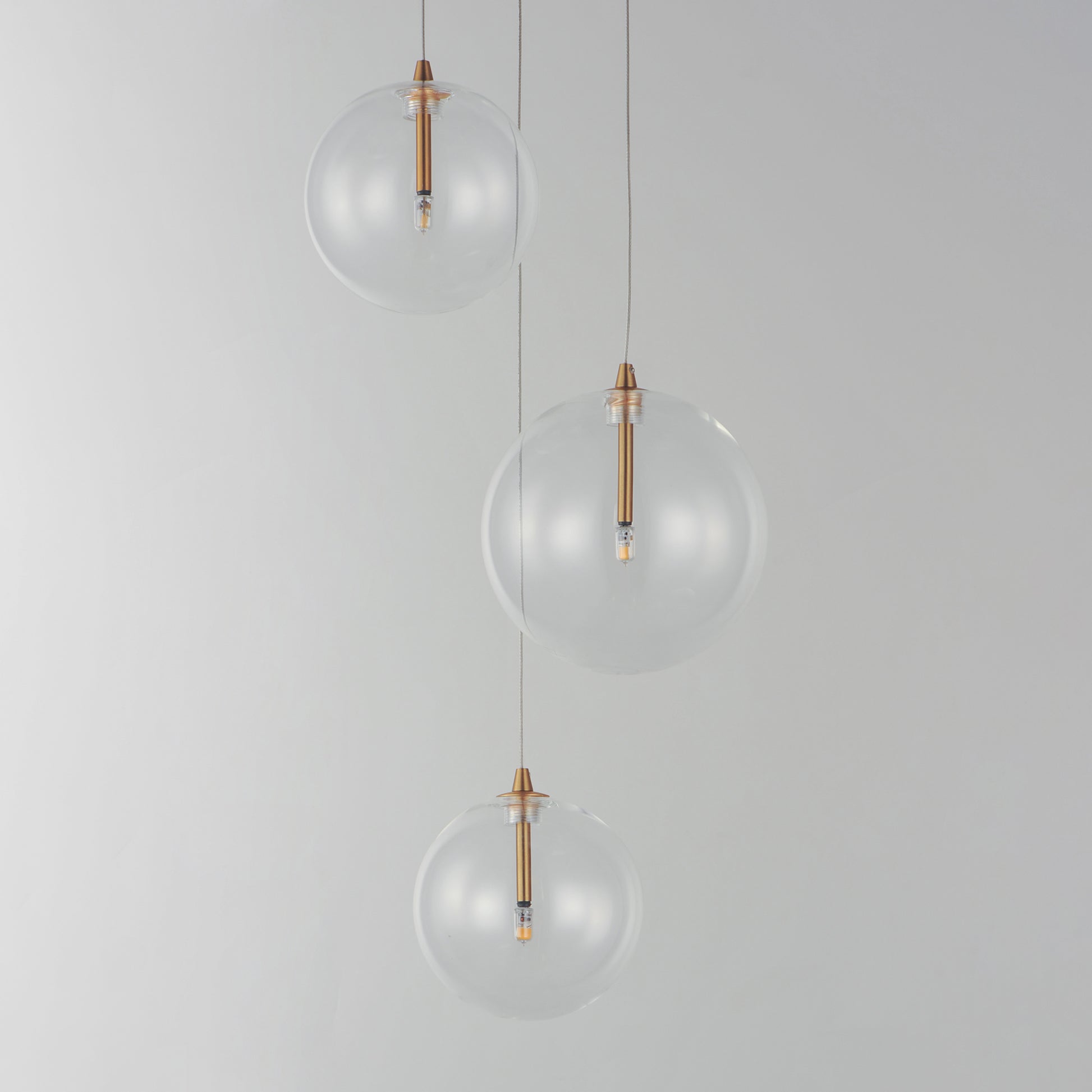 Global 3-Light LED Pendant Natural Aged Brass by ET2