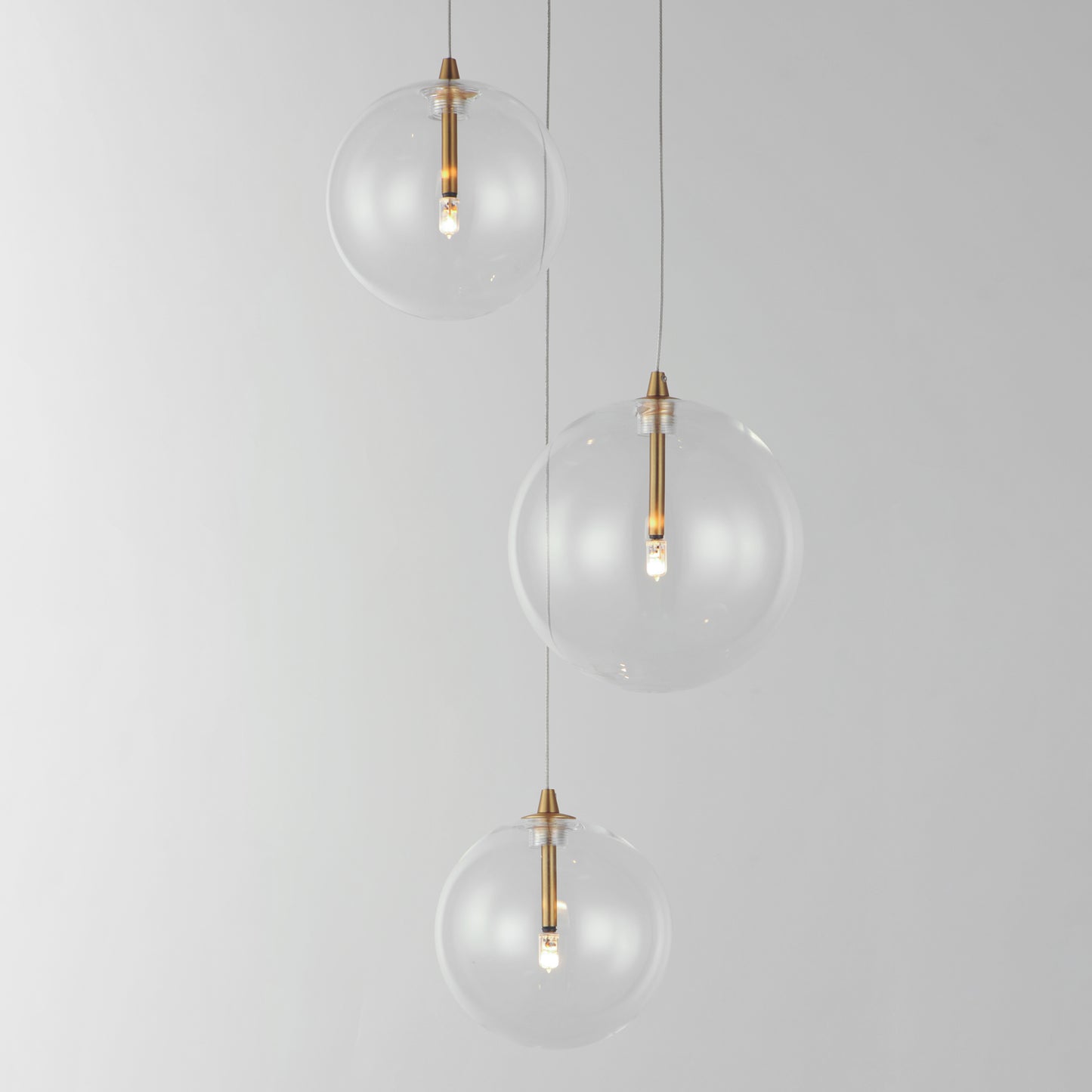 Global 3-Light LED Pendant Natural Aged Brass by ET2