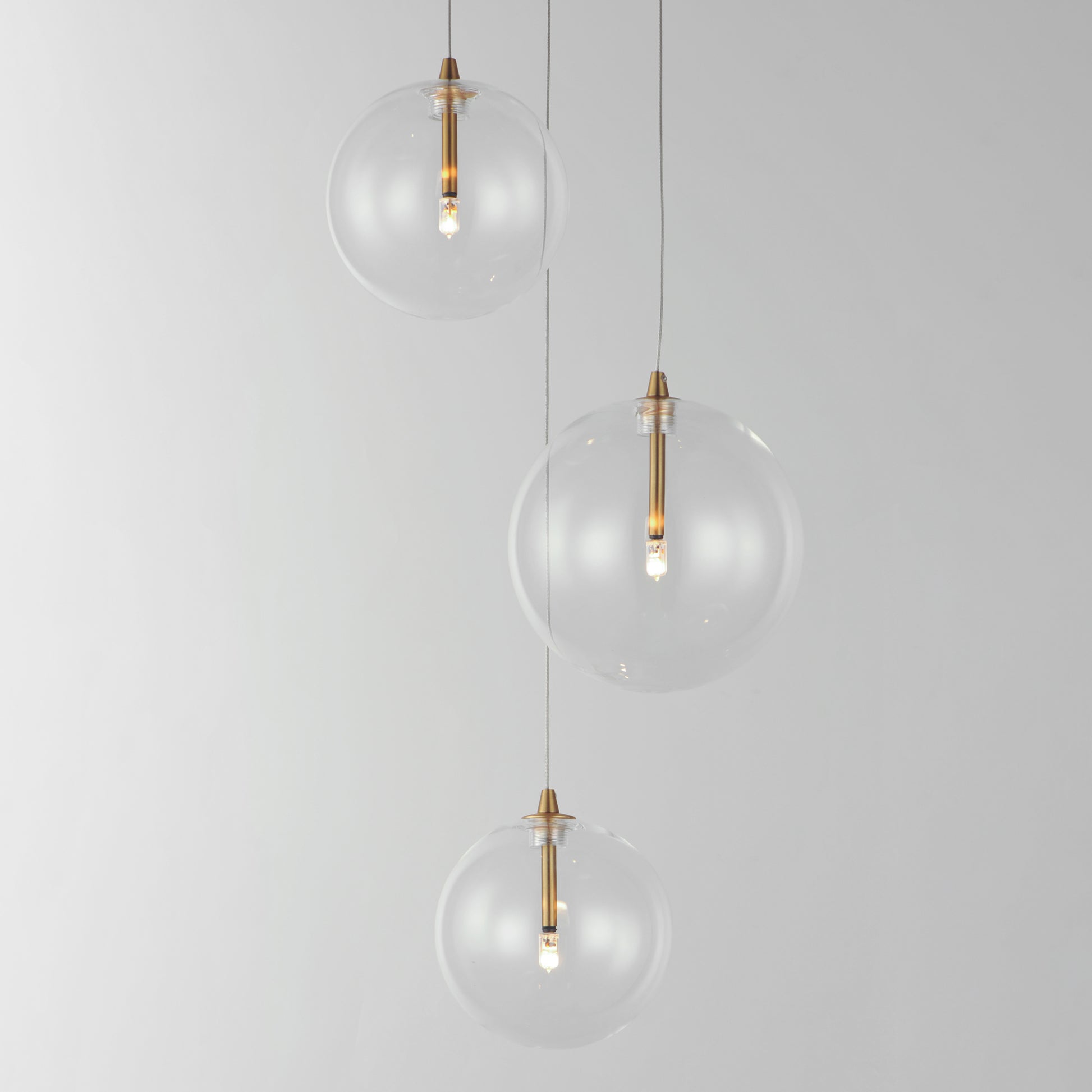 Global 3-Light LED Pendant Natural Aged Brass by ET2