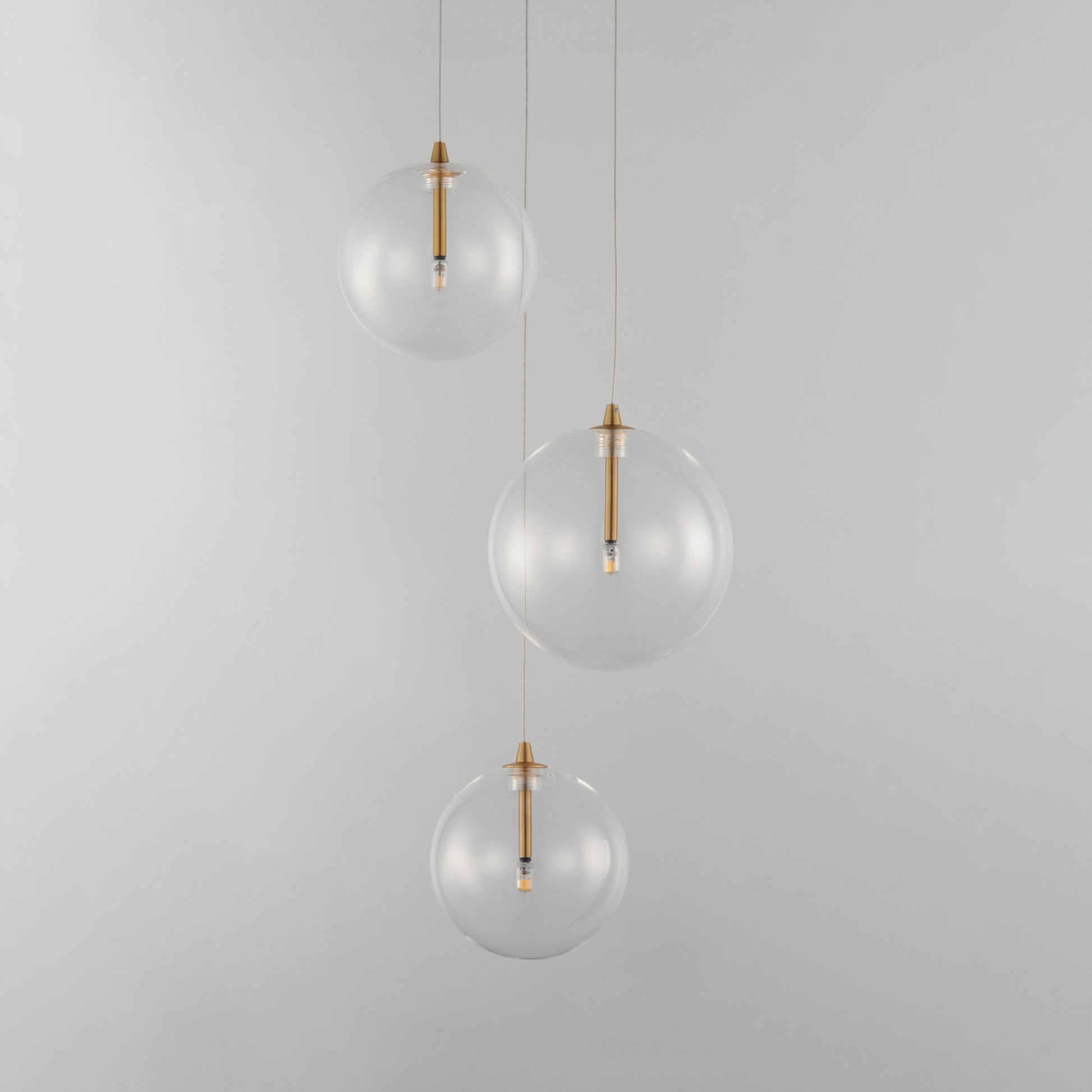 Global 3-Light LED Pendant Natural Aged Brass by ET2