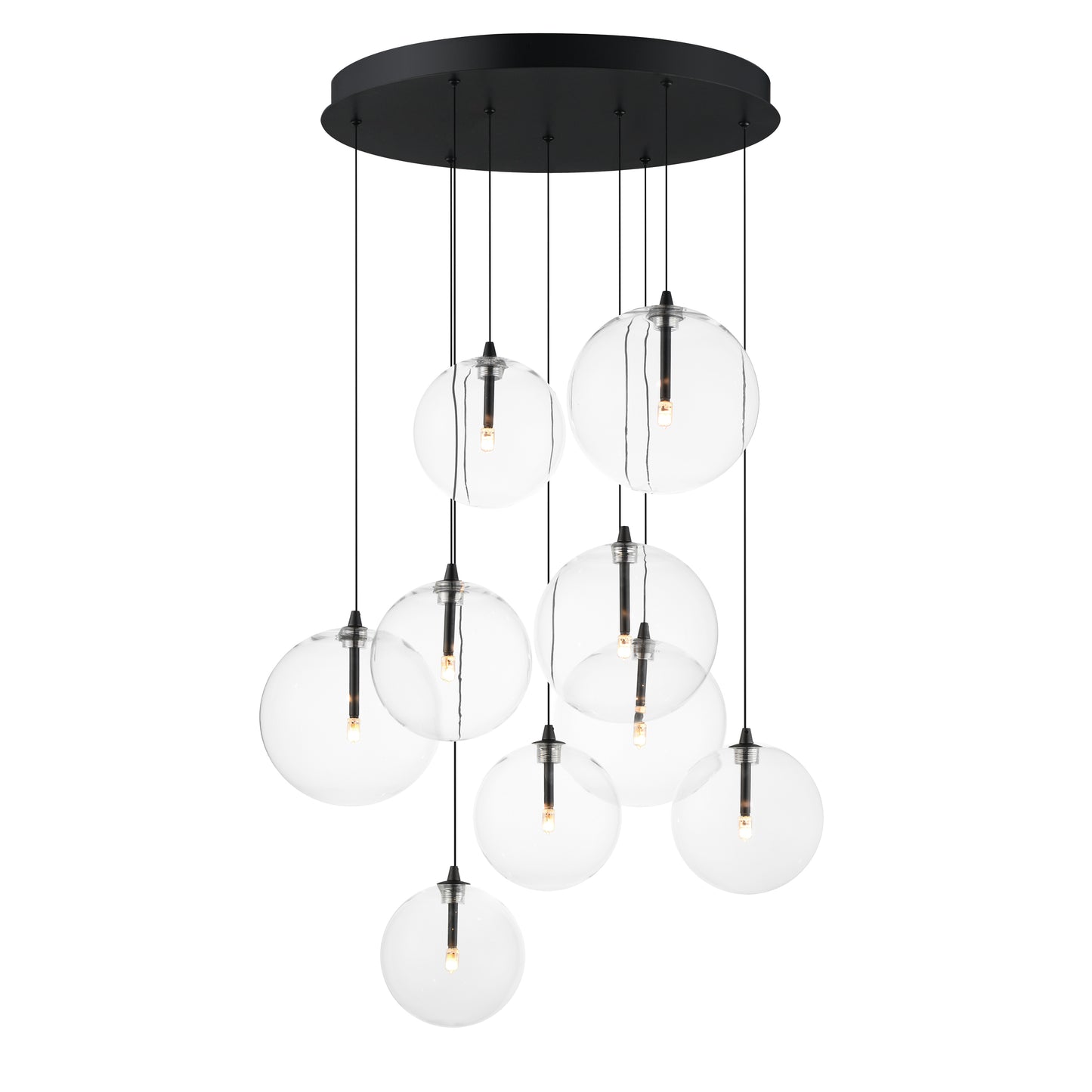 Global 9-Light LED Chandelier Black by ET2